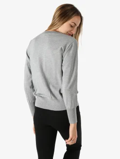 Solada Cardigan donna lurex in maglia con bottoni - grigio
