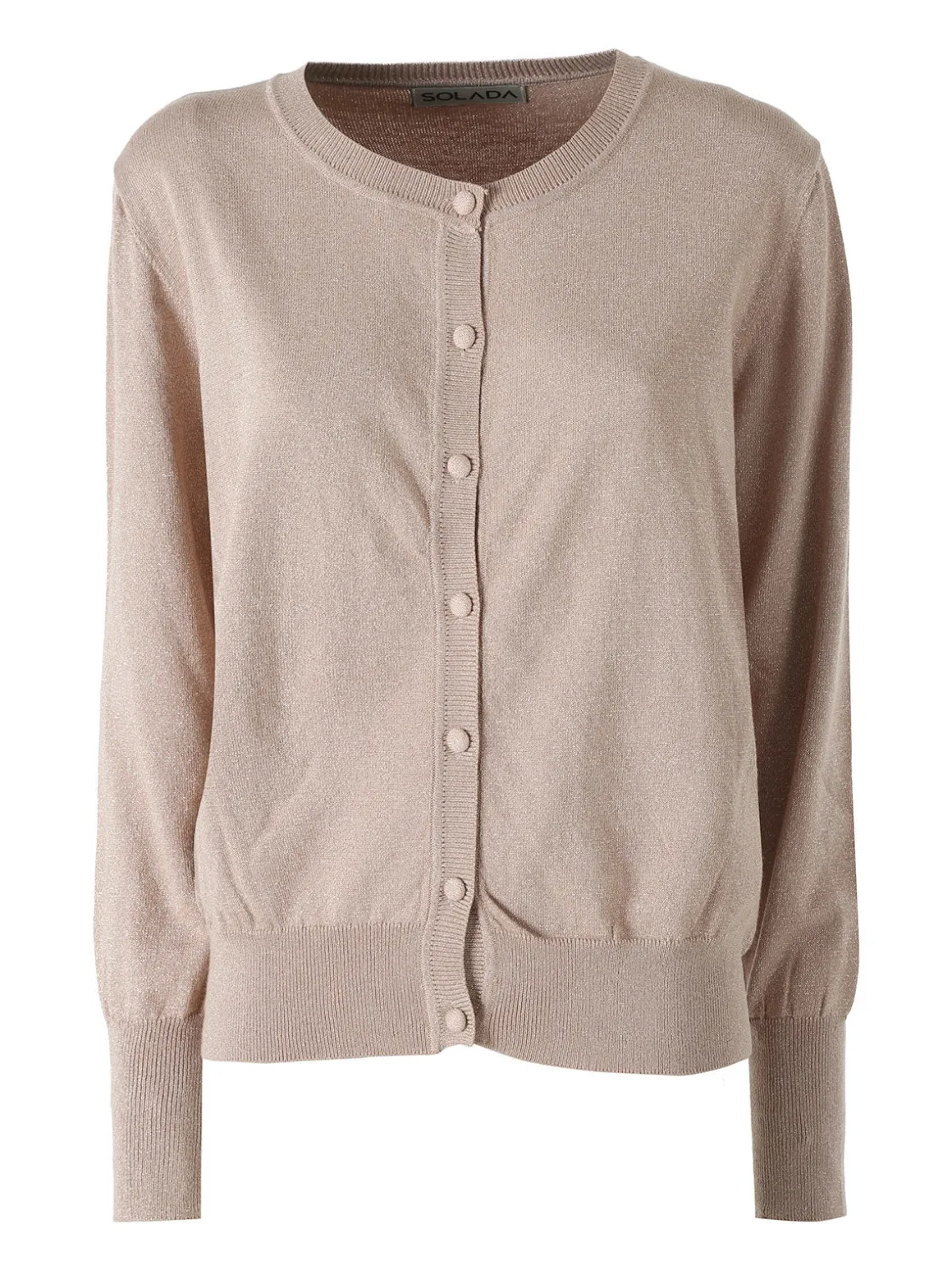 Solada Cardigan donna lurex in maglia con bottoni - cammello