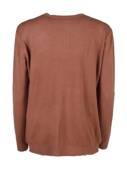 Solada Cardigan girocollo da donna in maglia - cuoio