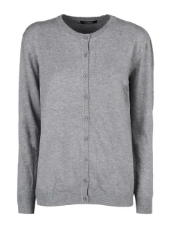 Solada Cardigan girocollo da donna in maglia - grigio