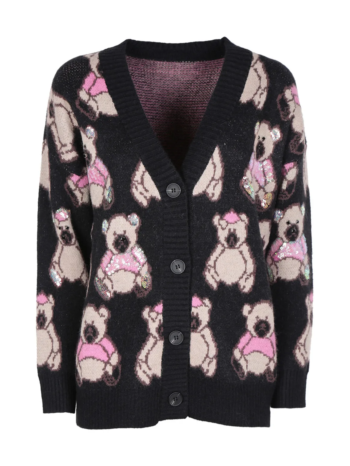Solada Cardigan in maglia oversize da donna stampa orsacchiotti