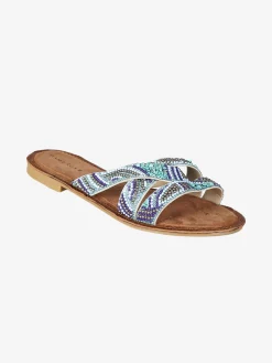 Solada Ciabatte donna con fasce incrociate decorate