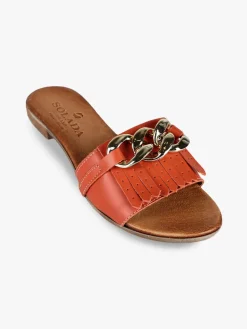 Solada Ciabatte in pelle donna con nappine