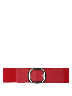 Solada Cintura elasticizzata da donna con fibbia argentata - rosso