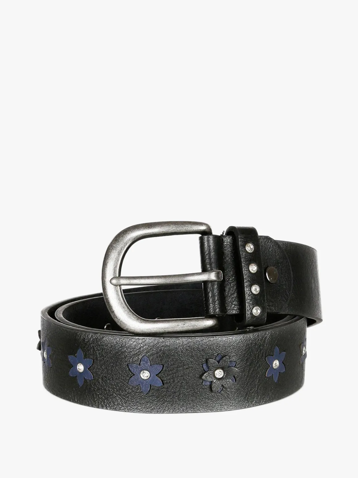 Solada Cintura in pelle con fiori e strass