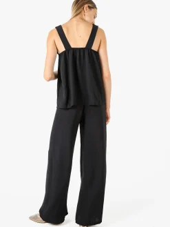 Solada Completo casual da donna con top e pantaloni a gamba larga - nero