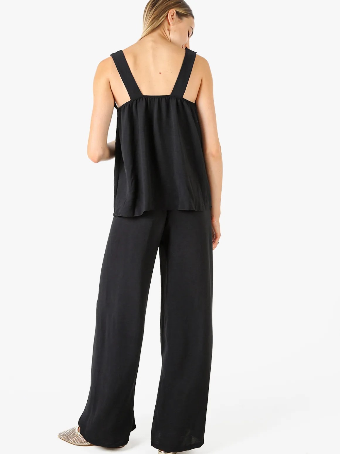 Solada Completo casual da donna con top e pantaloni a gamba larga - nero