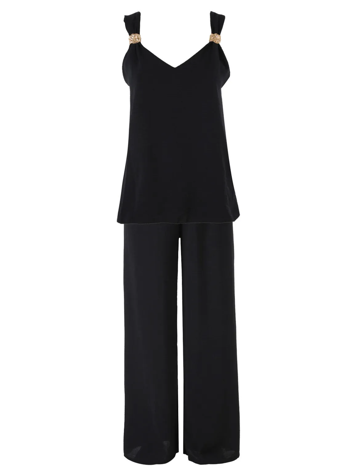 Solada Completo casual da donna con top e pantaloni a gamba larga - nero