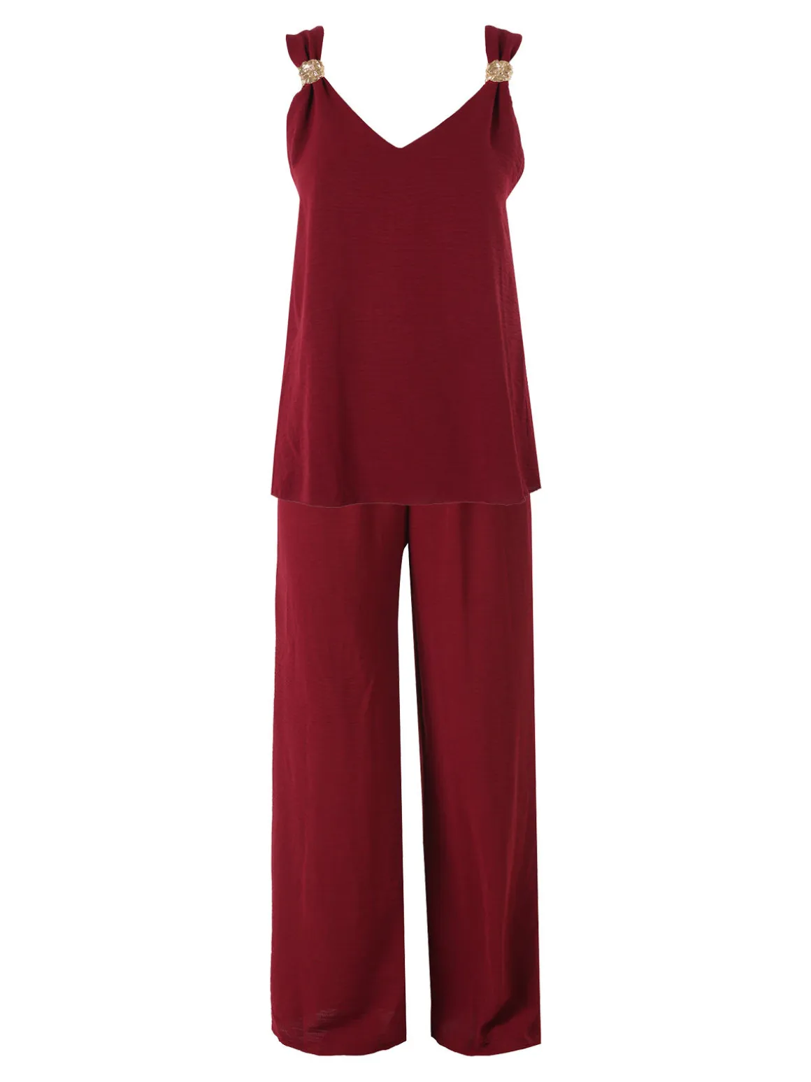 Solada Completo casual da donna con top e pantaloni a gamba larga - bordeaux
