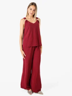 Solada Completo casual da donna con top e pantaloni a gamba larga - bordeaux