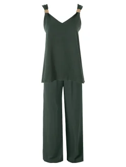 Solada Completo casual da donna con top e pantaloni a gamba larga - militare