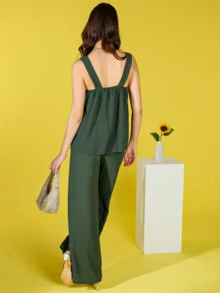 Solada Completo casual da donna con top e pantaloni a gamba larga - militare
