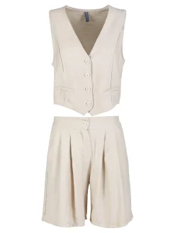 Solada Completo corto da donna con gliet e shorts - beige