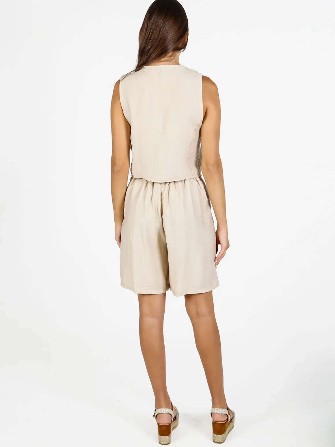 Solada Completo corto da donna con gliet e shorts - beige