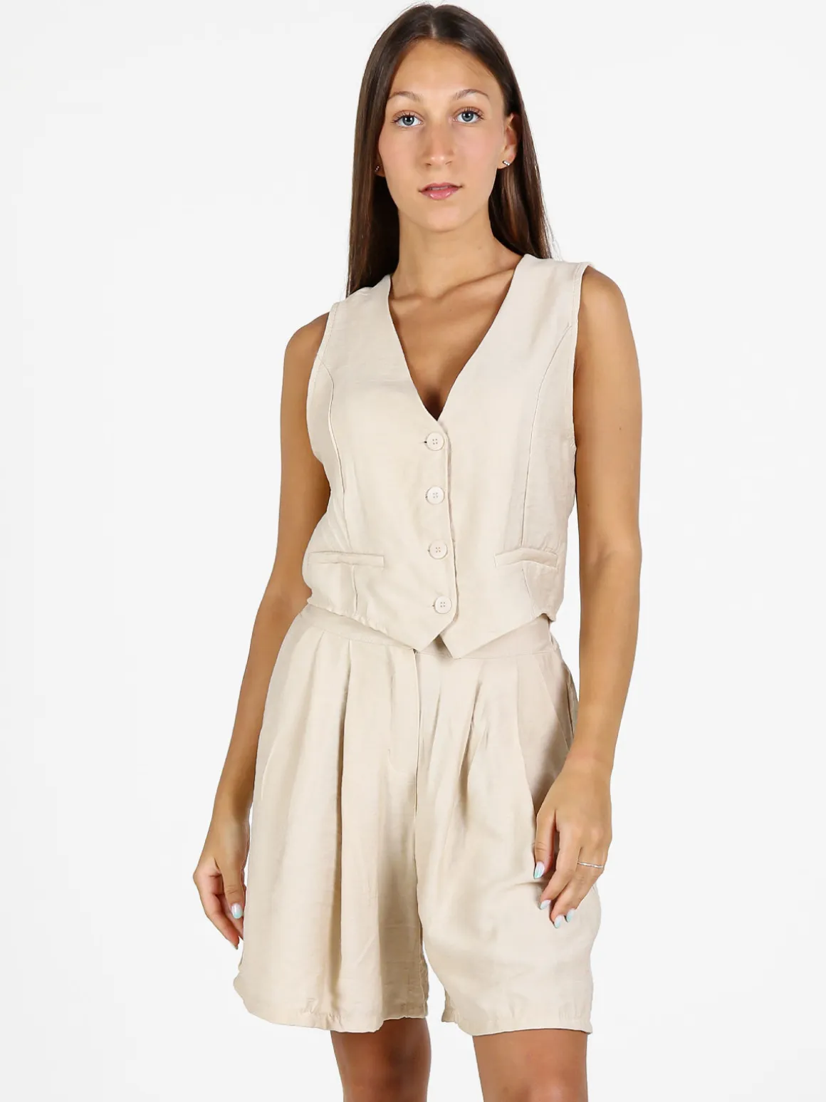 Solada Completo corto da donna con gliet e shorts - beige