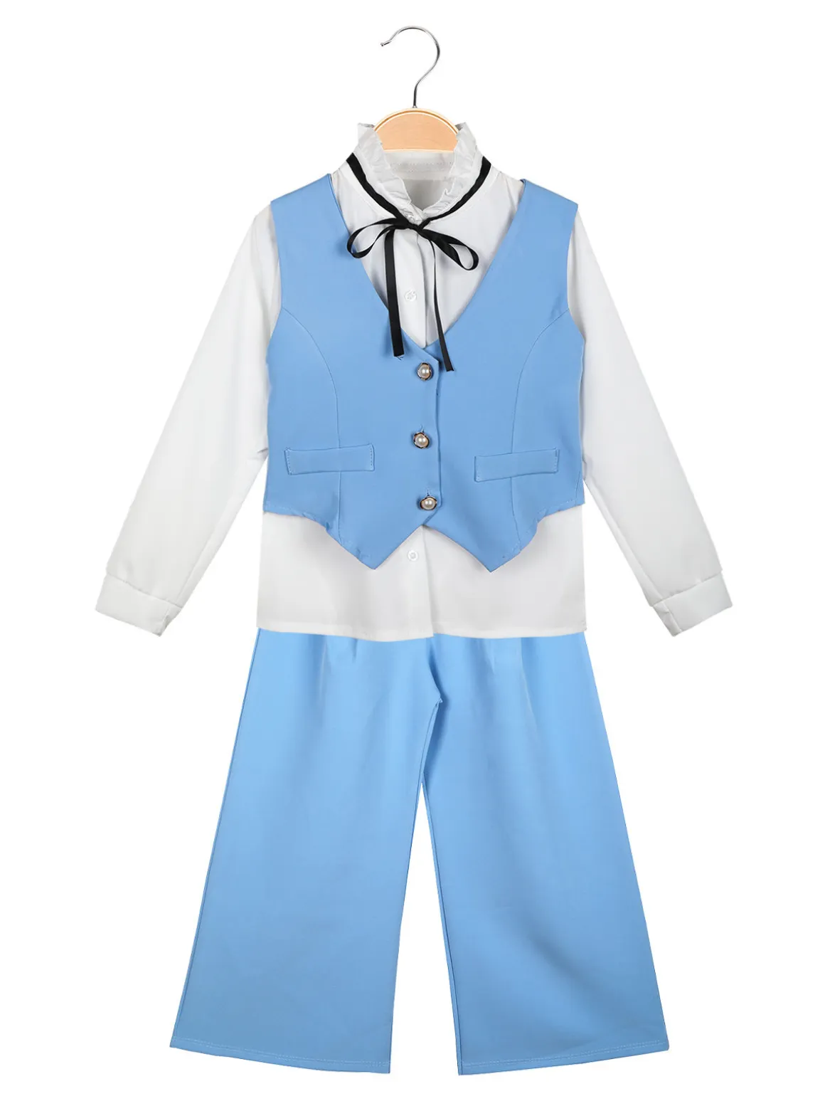Solada Completo elegante da bambina con camicia + gilet e pantaloni