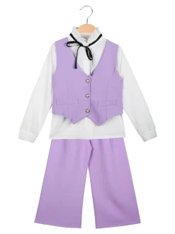 Solada Completo elegante da bambina con camicia + gilet e pantaloni