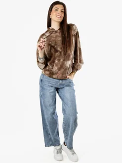 Solada Felpa colorata da donna oversize con cappuccio - bordeaux