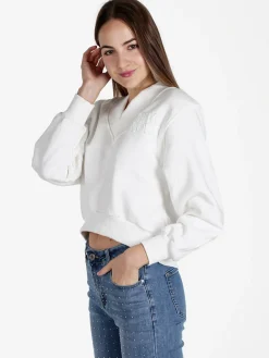 Solada Felpa cropped da donna con scollo a V