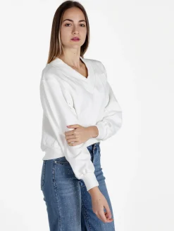 Solada Felpa cropped da donna con scollo a V