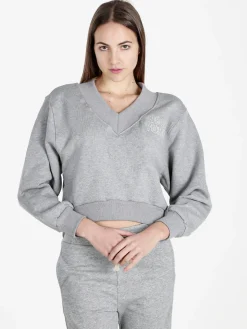 Solada Felpa cropped da donna con scollo a V