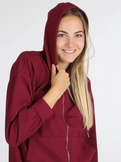 Solada Felpa donna con cappuccio e zip - bordeaux
