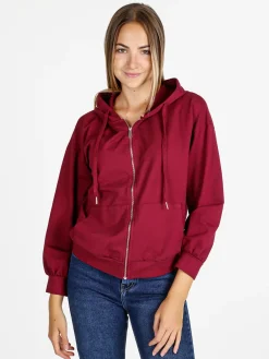 Solada Felpa donna con cappuccio e zip - bordeaux