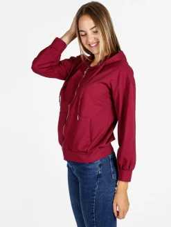Solada Felpa donna con cappuccio e zip - bordeaux