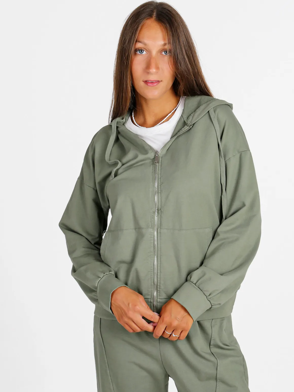 Solada Felpa donna con cappuccio e zip - militare