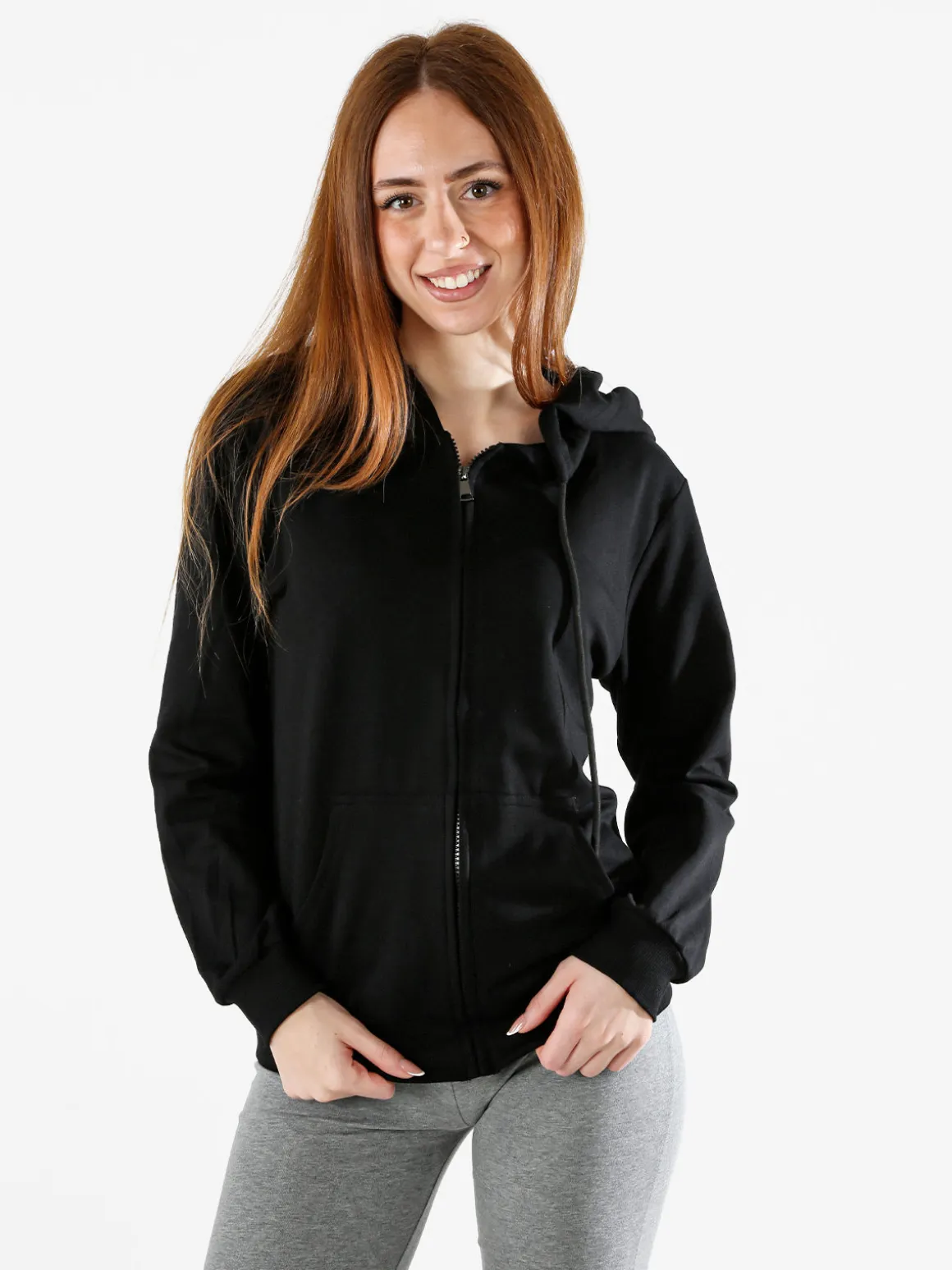 Solada Felpa donna con cappuccio e zip - nero