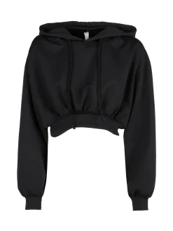 Solada Felpa donna cropped oversize con cappuccio - nero