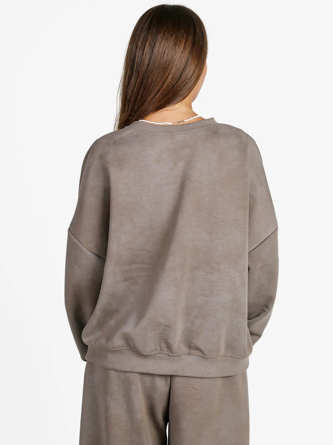 Solada Felpa donna girocollo oversize - fango