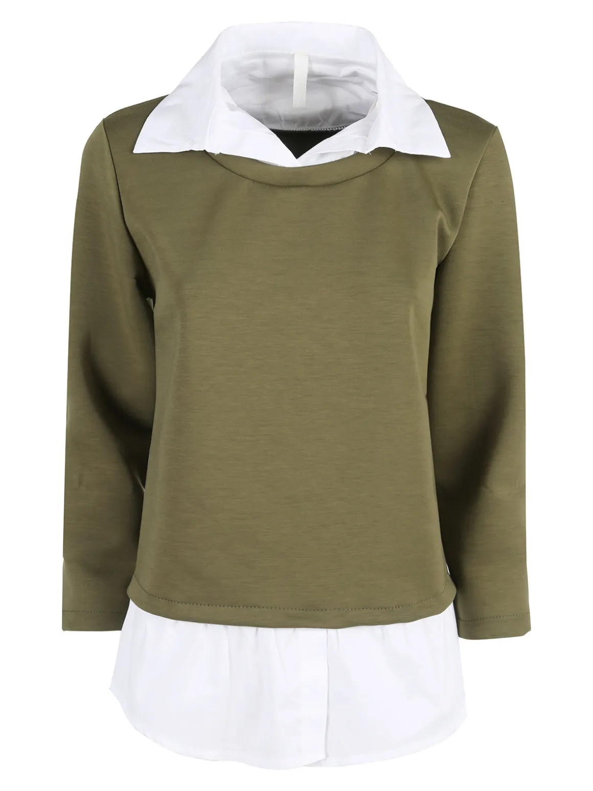 Solada Felpa donna girocollo con dettagli a camicia - militare