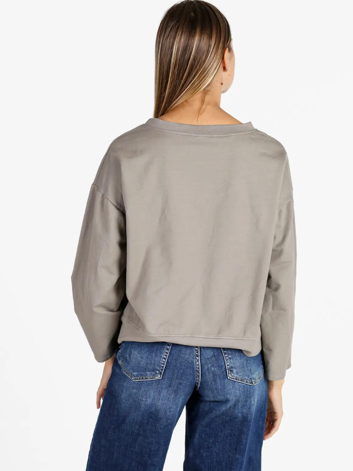 Solada Felpa donna leggera oversize girocollo - fango
