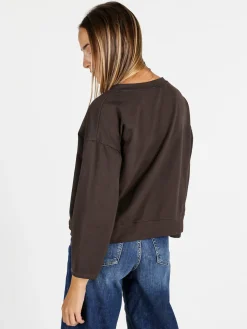 Solada Felpa donna leggera oversize girocollo - bordeaux