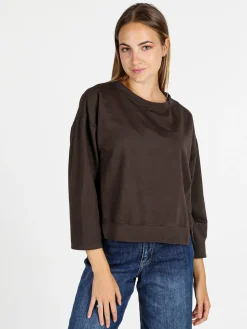 Solada Felpa donna leggera oversize girocollo - bordeaux