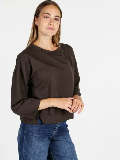 Solada Felpa donna leggera oversize girocollo - bordeaux