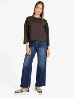 Solada Felpa donna leggera oversize girocollo - bordeaux