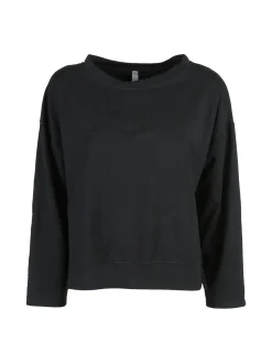 Solada Felpa donna leggera oversize girocollo - nero