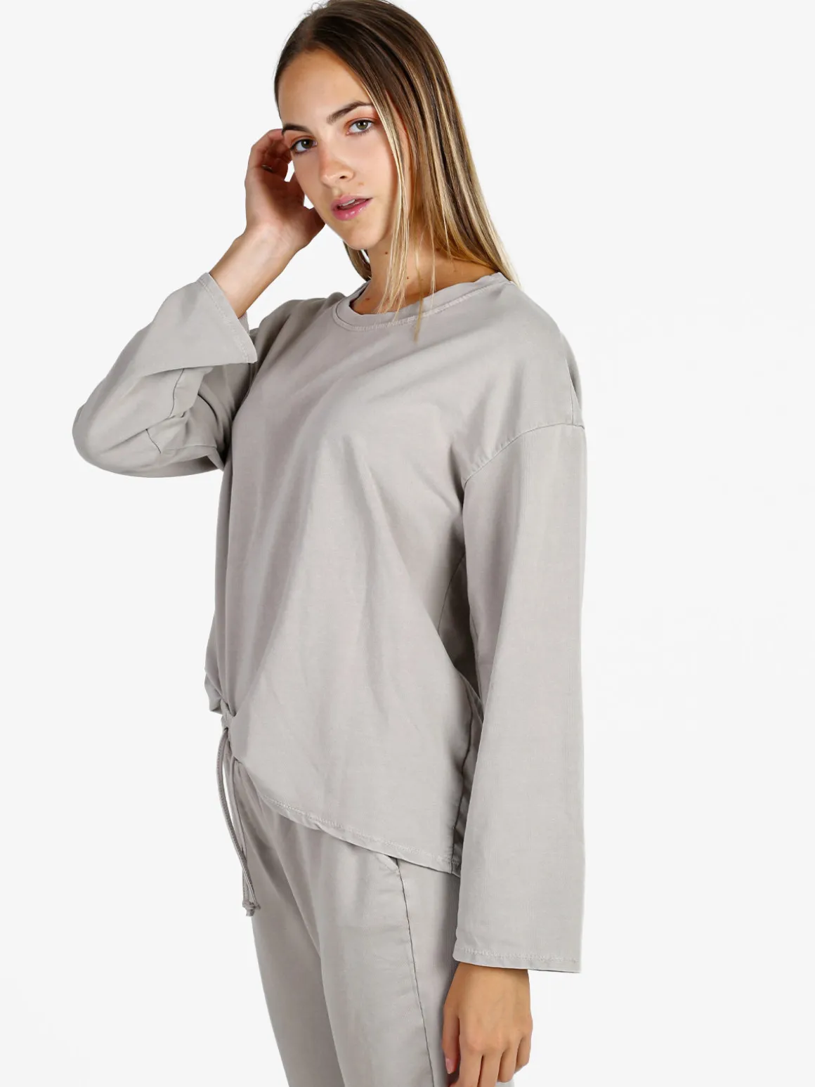 Solada Felpa donna leggera oversize girocollo - perla