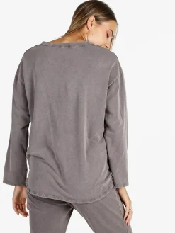 Solada Felpa donna leggera oversize girocollo - taupe