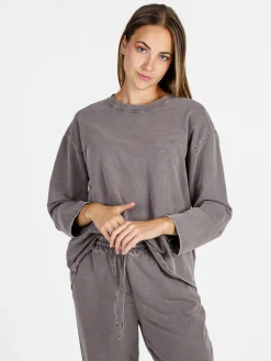 Solada Felpa donna leggera oversize girocollo - taupe