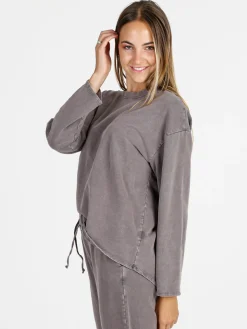 Solada Felpa donna leggera oversize girocollo - taupe