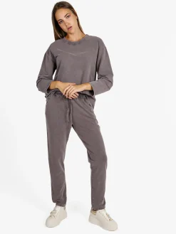 Solada Felpa donna leggera oversize girocollo - taupe