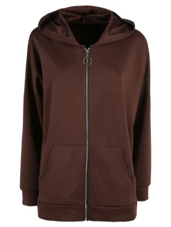 Solada Felpa donna oversize con cappuccio e zip - moro