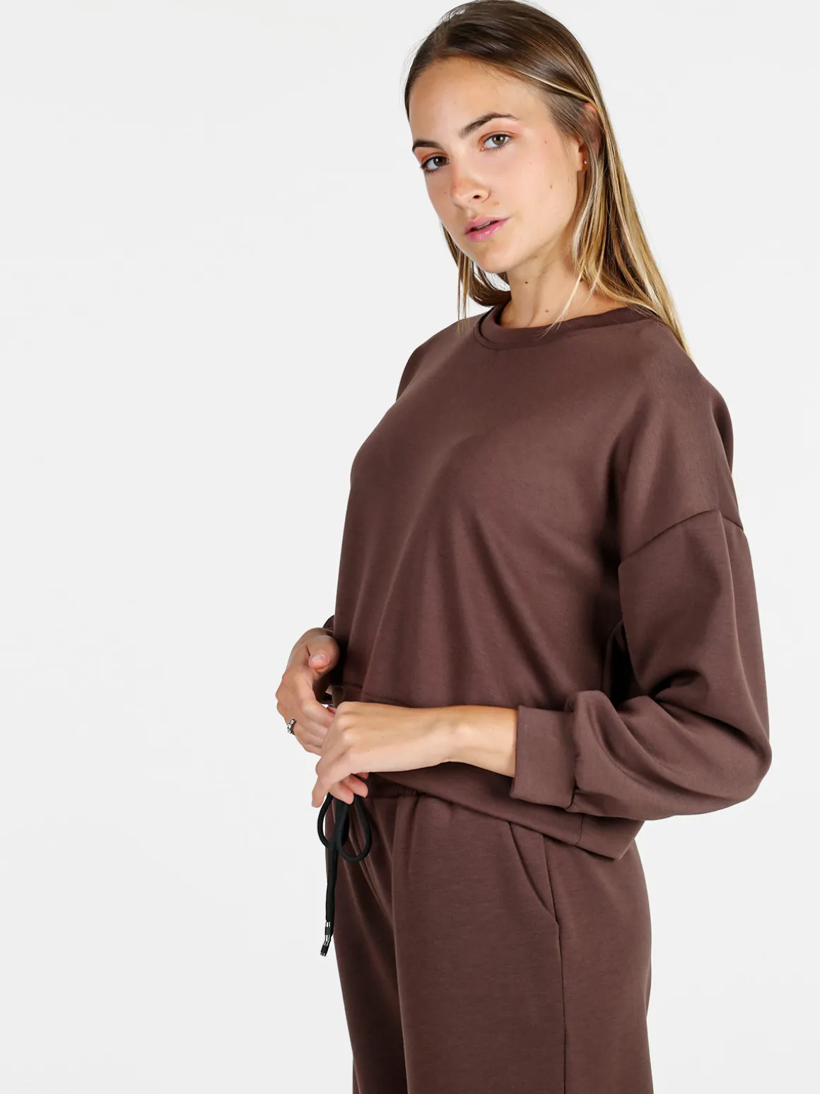 Solada Felpa donna oversize girocollo - moro