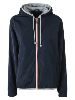 Solada Giacca a vento da donna con cappuccio e zip - blu scuro