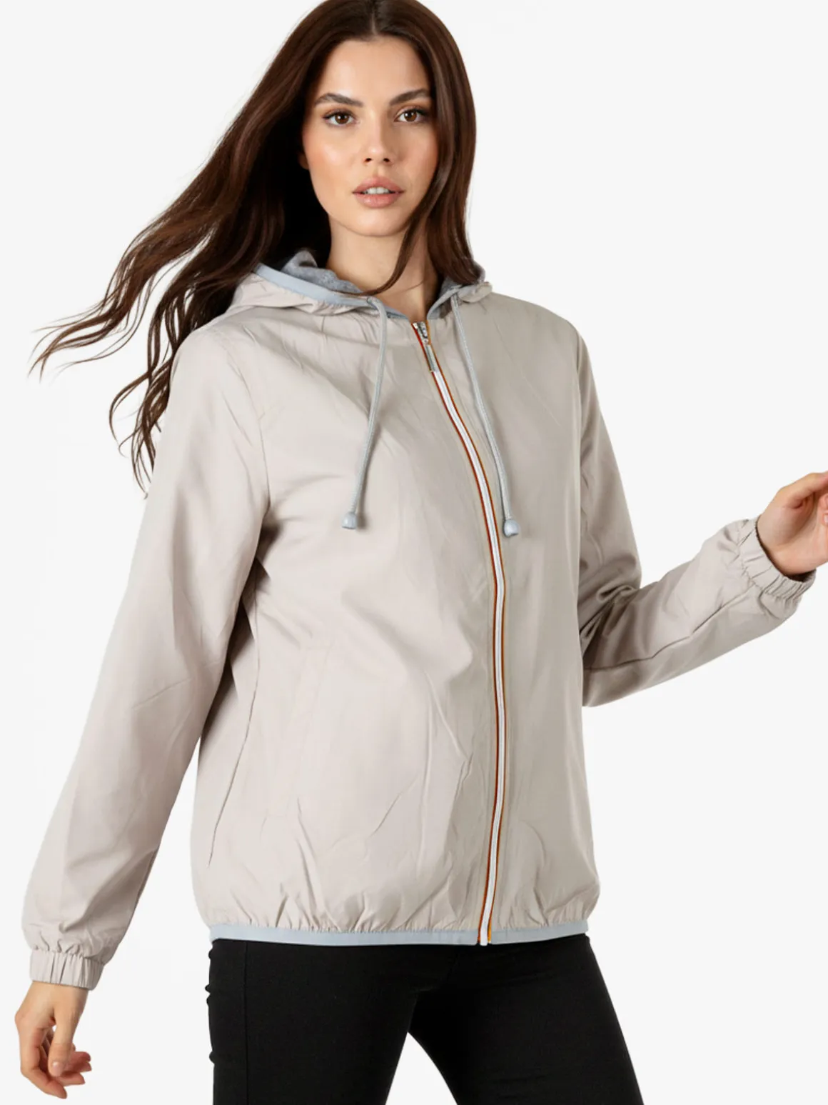 Solada Giacca a vento da donna con cappuccio e zip - beige