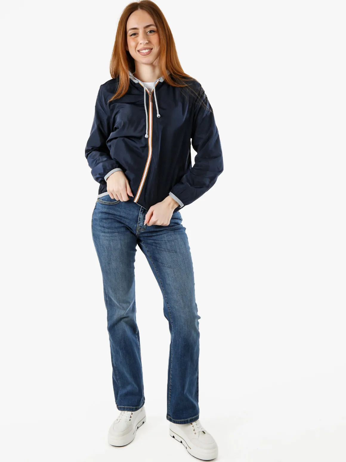 Solada Giacca a vento da donna reversibile con cappuccio e zip - blu scuro