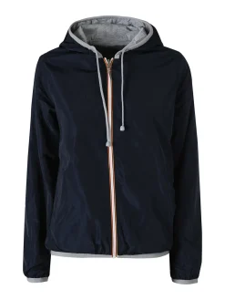 Solada Giacca a vento da donna reversibile con cappuccio e zip - blu scuro